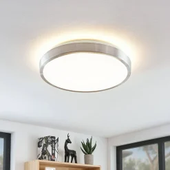 Loftlamper ^ Lindby LED-loftlampe Emelie, Ø 42 cm, aluminiumsfarvet, metal