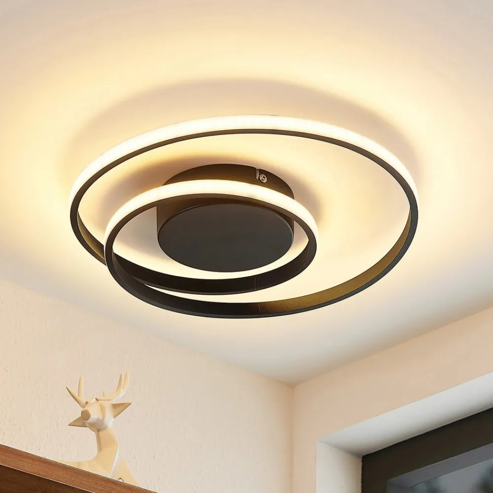 Lindby Loftlamper|Loftlamper > LED-loftlampe Emisua, sort, CCT, dæmpbar
