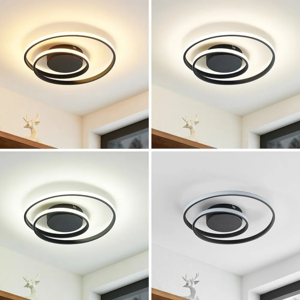 Lindby Loftlamper|Loftlamper > LED-loftlampe Emisua, sort, CCT, dæmpbar