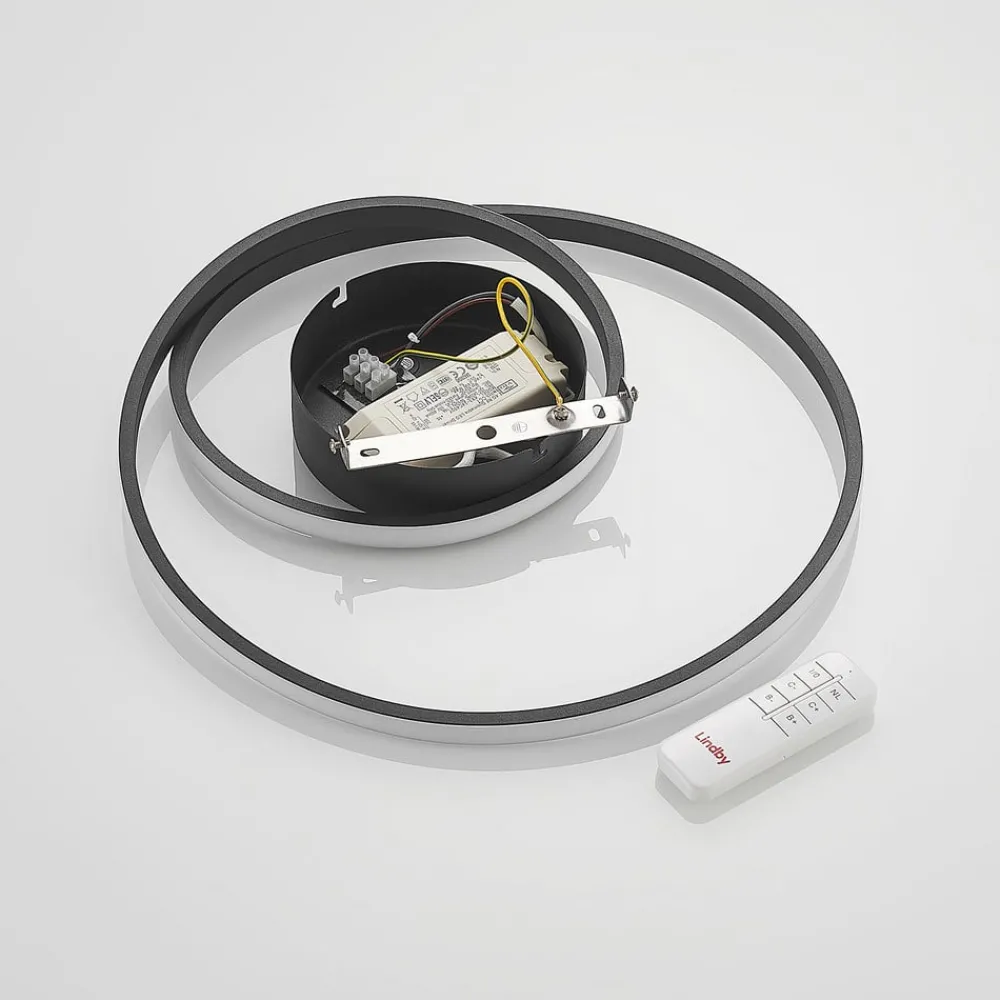 Lindby Loftlamper|Loftlamper > LED-loftlampe Emisua, sort, CCT, dæmpbar