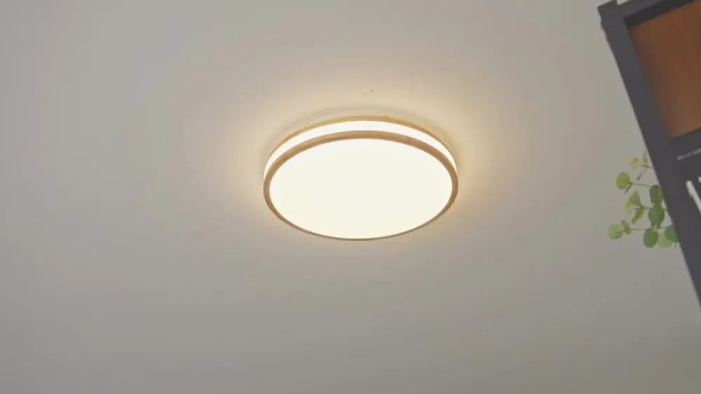 Lindby Gang|Loftlamper > LED-loftlampe Emiva, 50 cm, CCT, fjernbetjening, træ