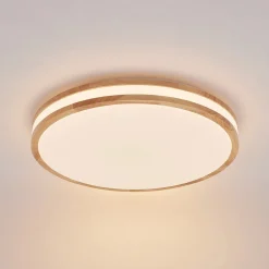 Lindby Gang|Loftlamper > LED-loftlampe Emiva, 50 cm, CCT, fjernbetjening, træ