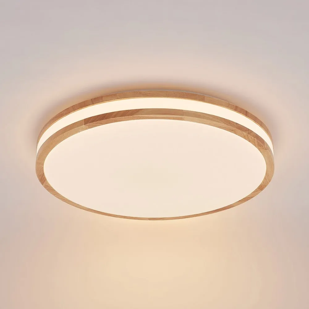 Lindby Gang|Loftlamper > LED-loftlampe Emiva, 50 cm, CCT, fjernbetjening, træ