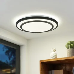Lindby Gang|Loftlamper > LED-loftlampe Essina, sort, metal, CCT, dæmpbar.