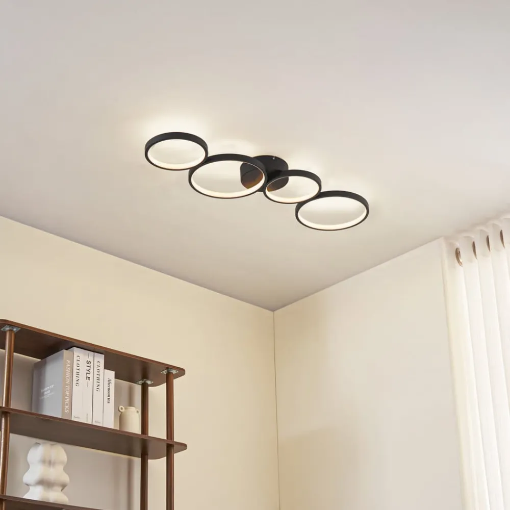 Lindby Loftlamper|Pendellamper > LED-loftlampe Evengeline, sort, aluminium, 88 cm