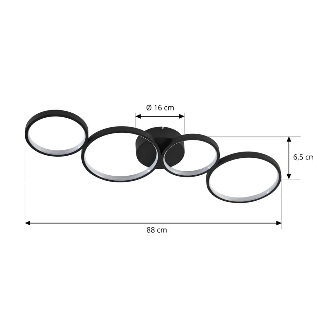 Lindby Loftlamper|Pendellamper > LED-loftlampe Evengeline, sort, aluminium, 88 cm