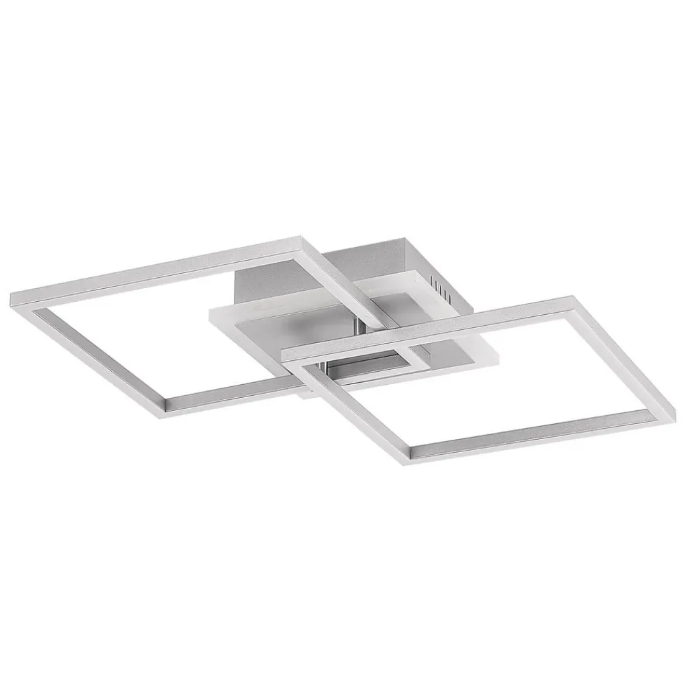 Arbejdsrum/Kontor|Loftlamper ^ Lindby LED-loftlampe Fjardo, kantet, sølv, CCT, fjernbetjening