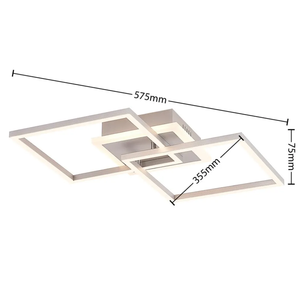 Arbejdsrum/Kontor|Loftlamper ^ Lindby LED-loftlampe Fjardo, kantet, sølv, CCT, fjernbetjening