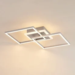 Arbejdsrum/Kontor|Loftlamper ^ Lindby LED-loftlampe Fjardo, kantet, sølv, CCT, fjernbetjening
