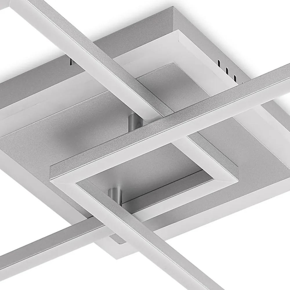 Arbejdsrum/Kontor|Loftlamper ^ Lindby LED-loftlampe Fjardo, kantet, sølv, CCT, fjernbetjening