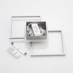 Arbejdsrum/Kontor|Loftlamper ^ Lindby LED-loftlampe Fjardo, kantet, sølv, CCT, fjernbetjening