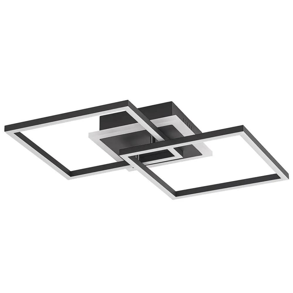 Lindby Arbejdsrum/Kontor|Loftlamper > LED-loftlampe Fjardo, kantet, sort, CCT, fjernbetjening