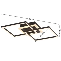 Lindby Arbejdsrum/Kontor|Loftlamper > LED-loftlampe Fjardo, kantet, sort, CCT, fjernbetjening