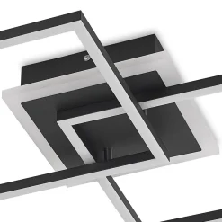 Lindby Arbejdsrum/Kontor|Loftlamper > LED-loftlampe Fjardo, kantet, sort, CCT, fjernbetjening