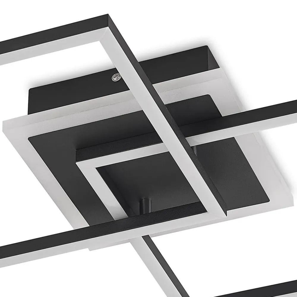Lindby Arbejdsrum/Kontor|Loftlamper > LED-loftlampe Fjardo, kantet, sort, CCT, fjernbetjening
