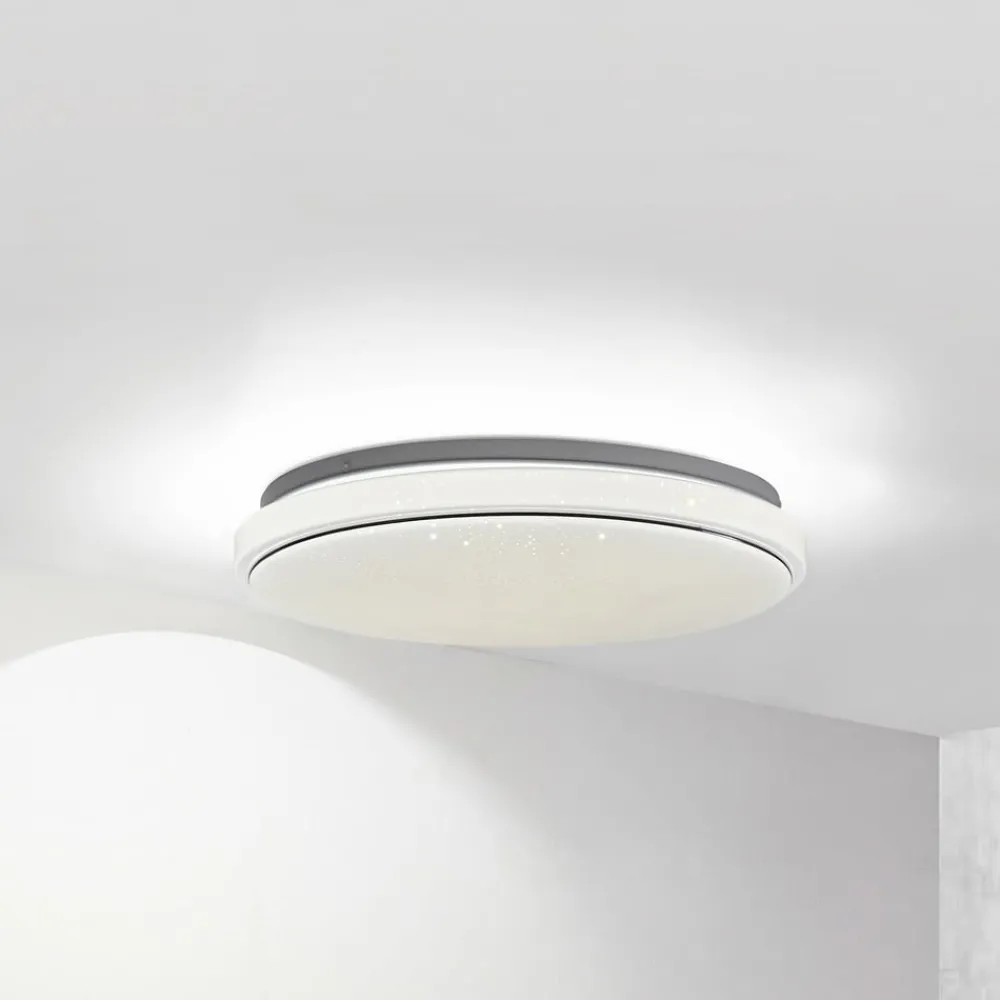 Lindby Gang|Loftlamper > LED-loftlampe Glamo, Ø 39 cm, krom, hvid, IP44
