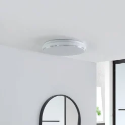 Lindby Gang|Loftlamper > LED-loftlampe Glamo, Ø 39 cm, krom, hvid, IP44