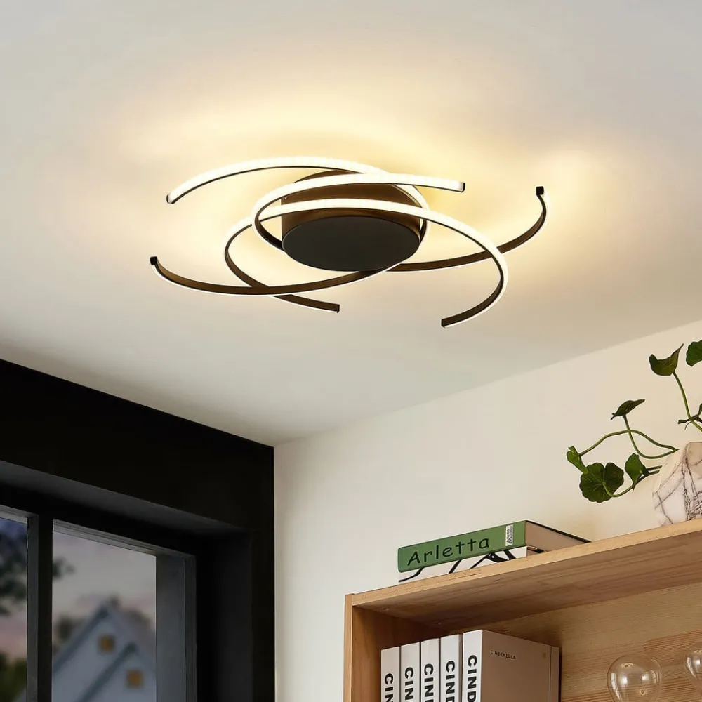 Lindby Loftlamper|Loftlamper > LED-loftlampe, Hamza, Ø 49 cm, sort, aluminium