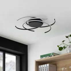 Lindby Loftlamper|Loftlamper > LED-loftlampe, Hamza, Ø 49 cm, sort, aluminium