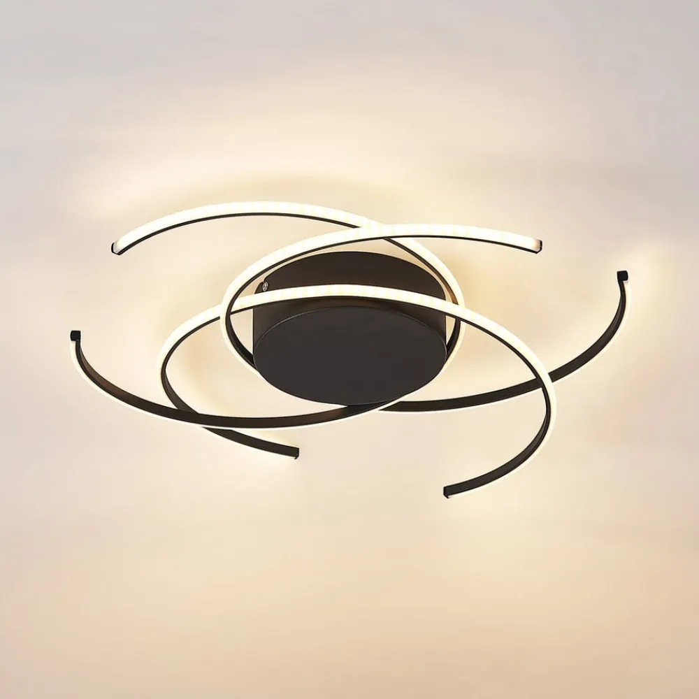 Lindby Loftlamper|Loftlamper > LED-loftlampe, Hamza, Ø 49 cm, sort, aluminium