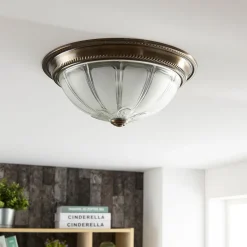Gang|Loftlamper ^ Lindby LED-loftlampe Henja, antik messing, Ø 32 cm, dæmpbar