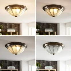 Gang|Loftlamper ^ Lindby LED-loftlampe Henja, antik messing, Ø 32 cm, dæmpbar