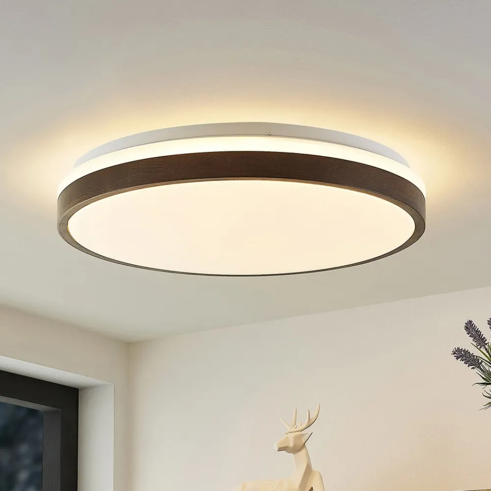 Lindby Gang|Loftlamper > LED-loftlampe Hudsona, Ø 49 cm, træ, brun