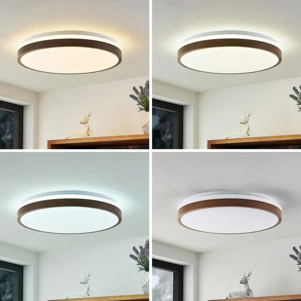Lindby Gang|Loftlamper > LED-loftlampe Hudsona, Ø 49 cm, træ, brun