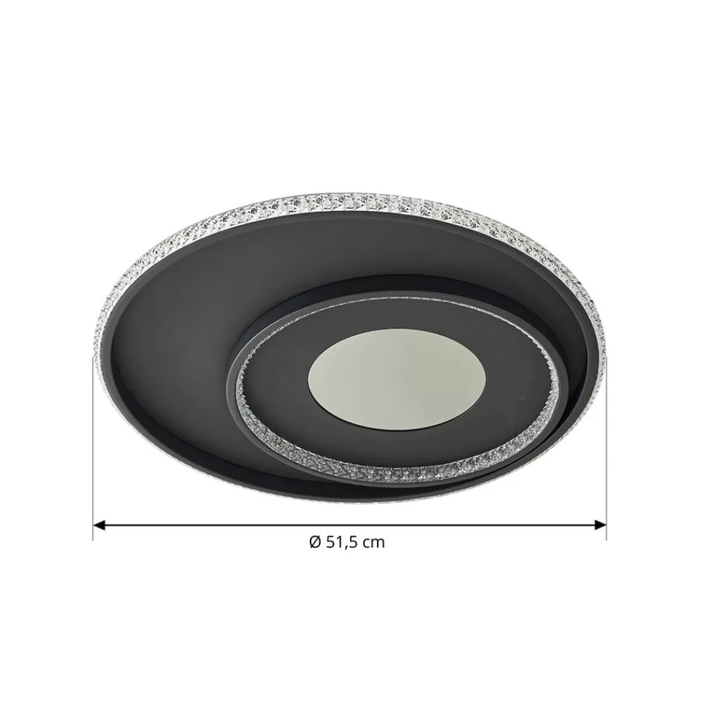 Loftlamper|Loftlamper ^ Lindby LED-loftlampe Inessa, Ø 51 cm, sort, CCT, dæmpbar