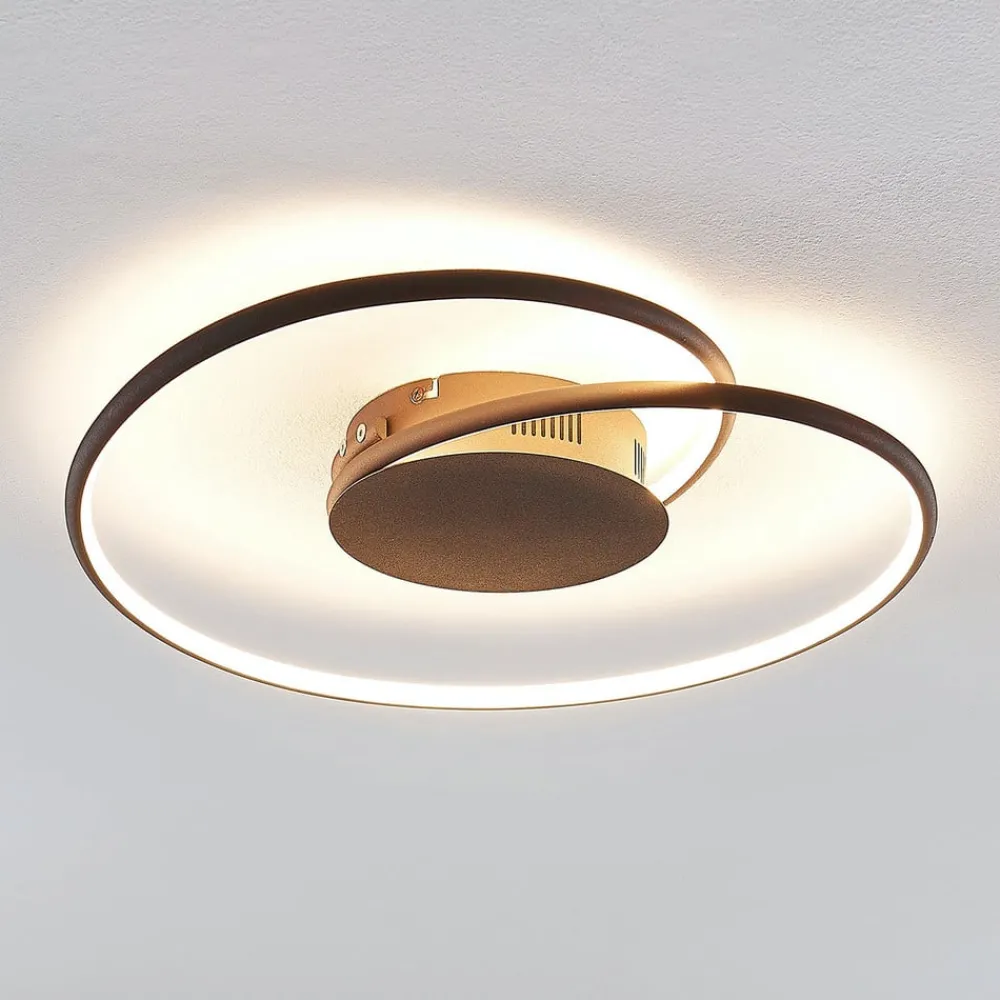 Lindby Gang|Loftlamper > LED-loftlampe Joline, Ø 45 cm, rustbrun, metal