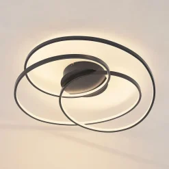 Lindby Gang|Loftlamper > LED-loftlampe Kateryna, sort, Ø 60 cm, dæmpbar