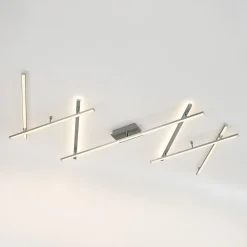 Loftlamper|Loftlamper ^ Lindby LED-loftlampe Kerem, 345 cm, nikkelfarvet, metal