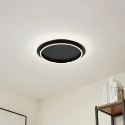 Lindby Gang|Loftlamper > LED-loftlampe Kunis, sort, plast, Ø 46 cm