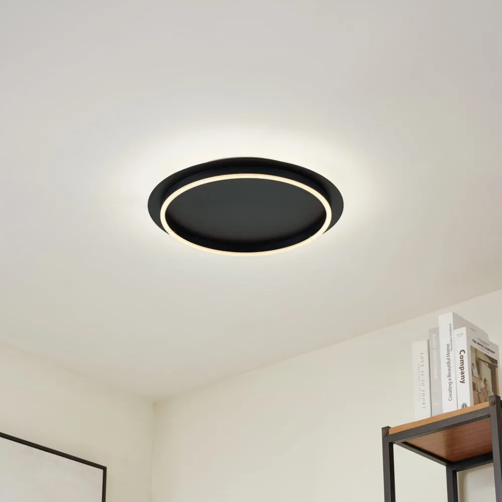 Lindby Gang|Loftlamper > LED-loftlampe Kunis, sort, plast, Ø 46 cm