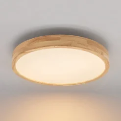 Lindby Gang|Loftlamper > LED-loftlampe Lanira, Ø 50 cm, træ, fjernbetjening, CCT