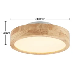 Lindby Gang|Loftlamper > LED-loftlampe Lanira, Ø 30 cm, træ, fjernbetjening, CCT