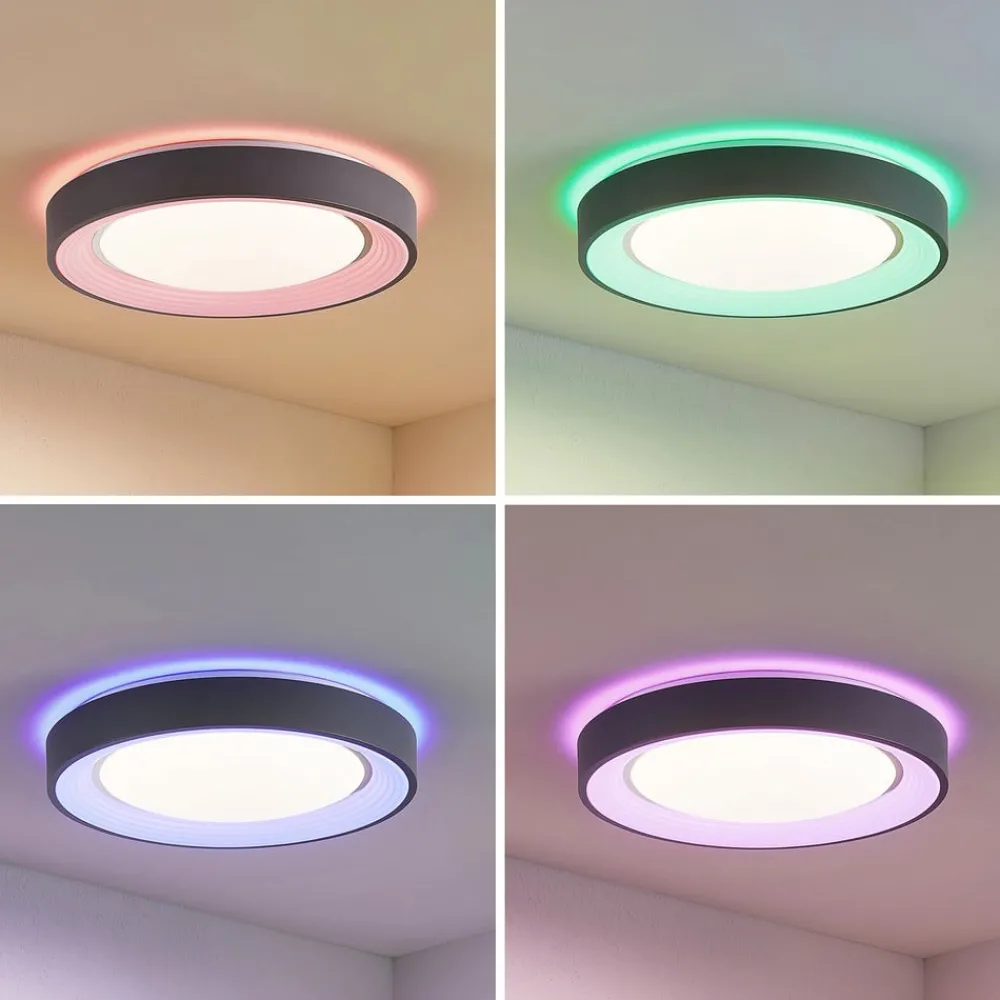 Lindby Gang|Loftlamper > LED-loftlampe Lindum, RGB, CCT, fjernbetjening, dæmpbar