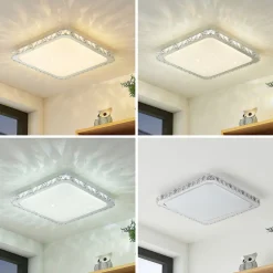 Lindby Loftlamper > LED-loftlampe Lorand, krystaller, CCT, fjernbetjening