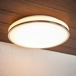 Loftlamper|Loftlamper ^ Lindby LED-loftlampe Lyss, Ø 40 cm, kromfarvet, IP44