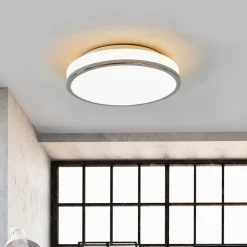 Loftlamper ^ Lindby LED-loftlampe Lyss, Ø 28 cm, kromfarvet, IP44