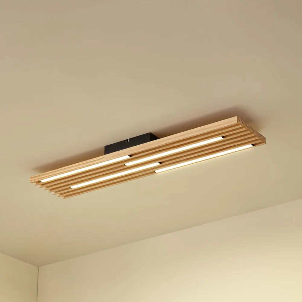 Lindby Loftlamper|Pendellamper > LED-loftlampe Madero, fyrretræ, 90 cm x 20 cm