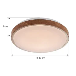 Lindby Gang|Loftlamper > LED-loftlampe Mendosa, rund, lyst træ, Ø 29cm