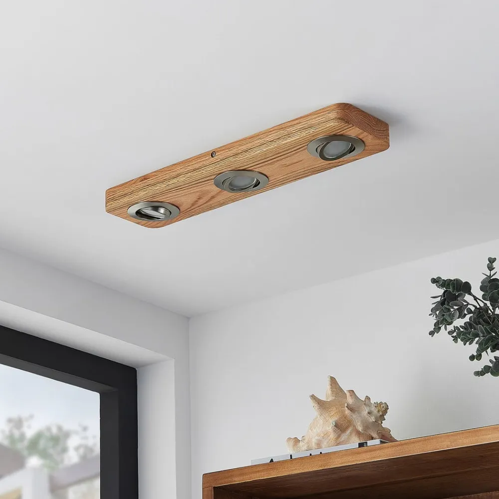Lindby Loftlamper|Loftlamper > LED-loftlampe Mikari, 48 cm, træ, drejelig