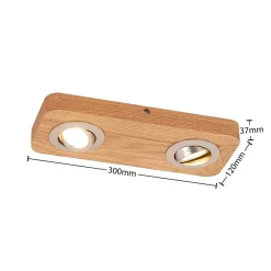 Lindby Loftlamper|Loftlamper > LED-loftlampe Mikari, 30 cm, træ, drejelig