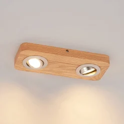 Lindby Loftlamper|Loftlamper > LED-loftlampe Mikari, 30 cm, træ, drejelig