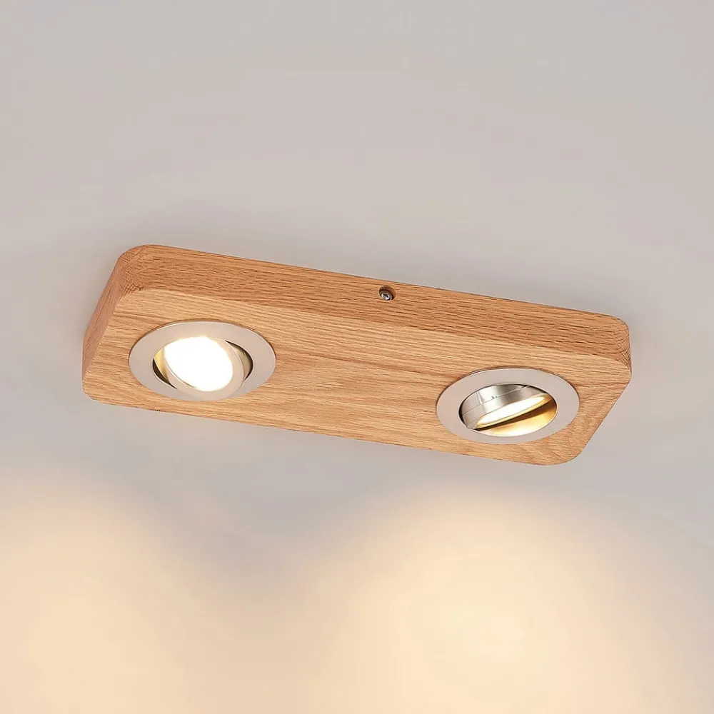 Lindby Loftlamper|Loftlamper > LED-loftlampe Mikari, 30 cm, træ, drejelig