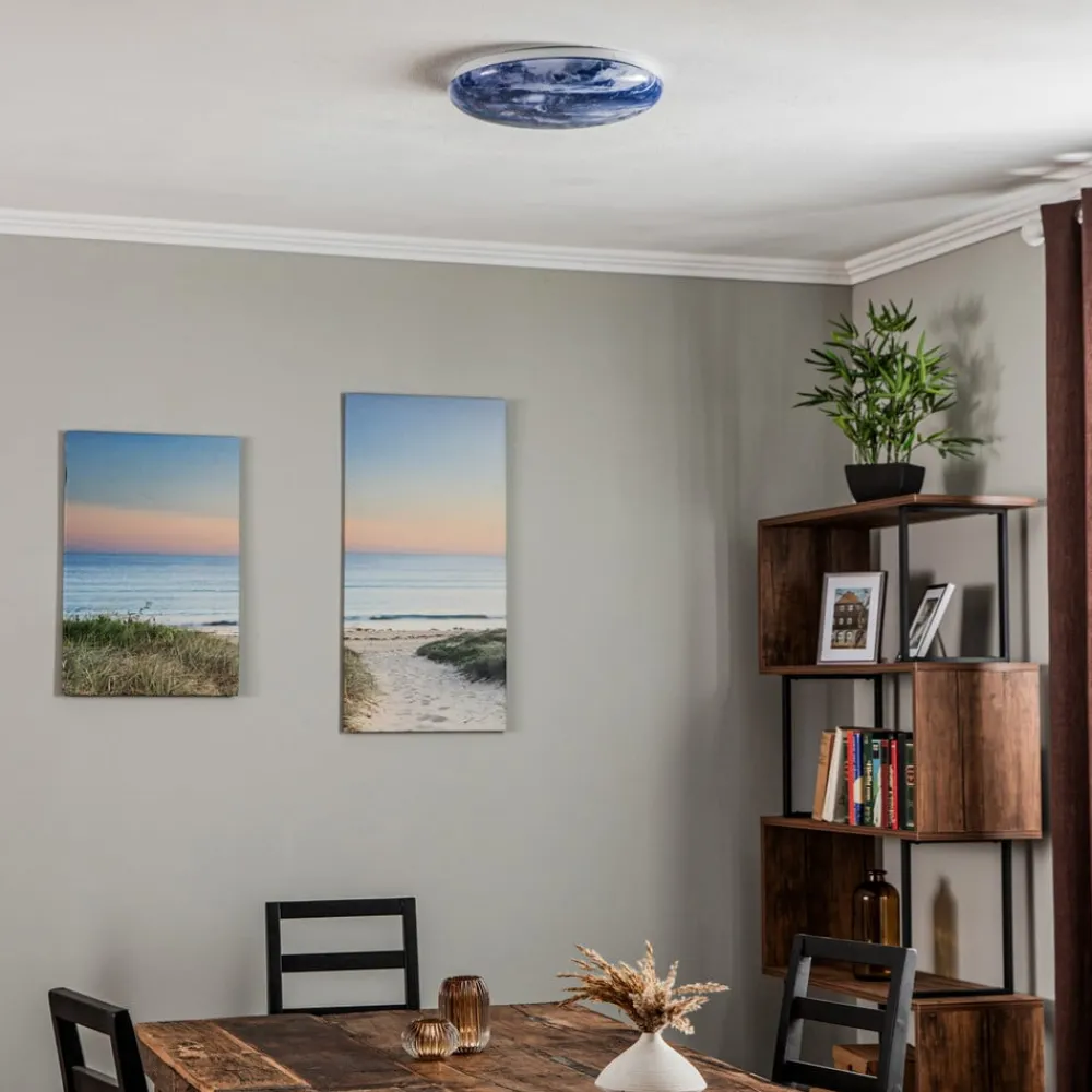 Lindby Loftlamper|Loftlamper > LED-loftlampe Orbi, 38 cm, blå/hvid, plast