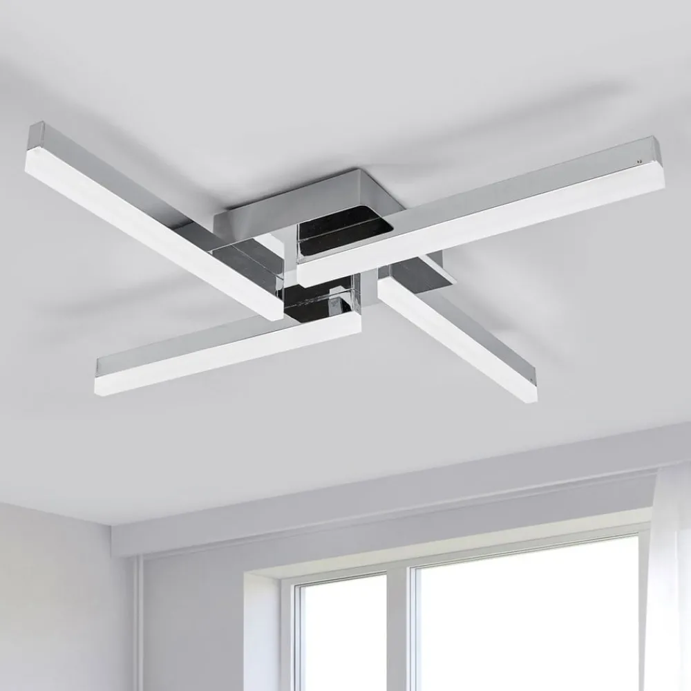 Loftlamper ^ Lindby LED-loftlampe Patrik, 59 cm, 4 lyskilder, krom, IP44