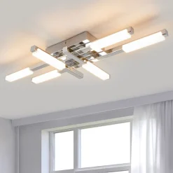 Loftlamper ^ Lindby LED-loftlampe Patrik, 62 cm, 6 lyskilder, krom, IP44