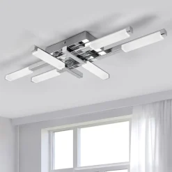 Loftlamper ^ Lindby LED-loftlampe Patrik, 62 cm, 6 lyskilder, krom, IP44